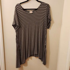 Mossimo (Target) - Tunic T-Shirt - Striped Olive Green - XXL